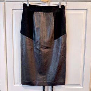 Diane Von Furstenberg Black Leather Pencil Skirt. Size‎ 6